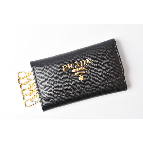 Prada Key Case 6-Row Vitello Move Black - Picture 2 of 9